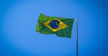 a flag flying in the air