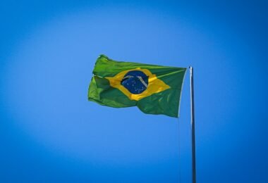 a flag flying in the air